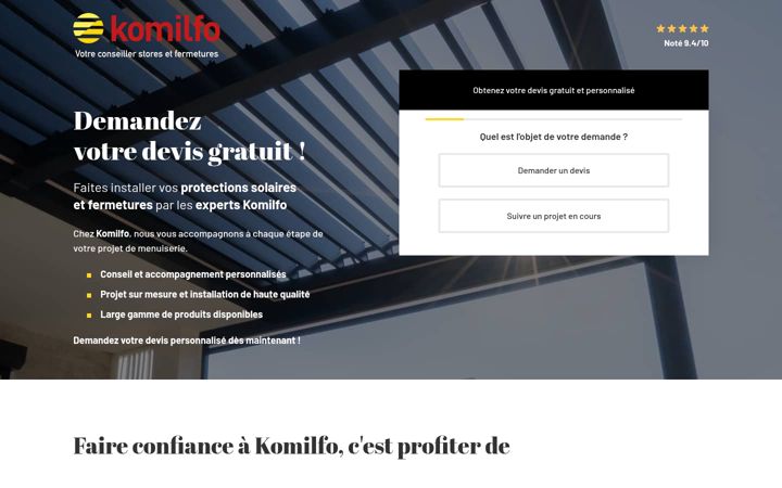 Екранна снимка на devis-komilfo.fr