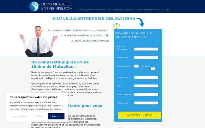Screenshot of devis-mutuelle-entreprise.fr