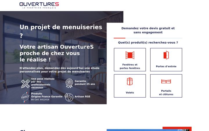 Screenshot of devis-ouvertures.fr