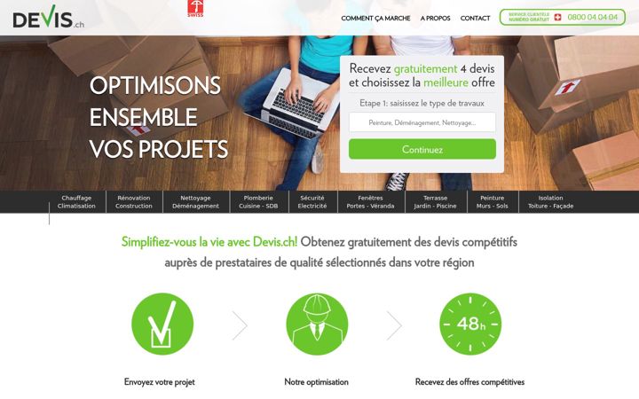 Screenshot of devis.ch