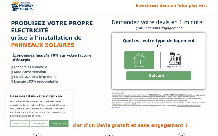 Screenshot of devisrapidepanneauxsolaires.fr