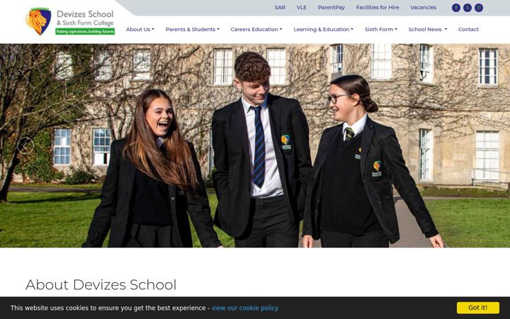 Screenshot of devizesschool.co.uk