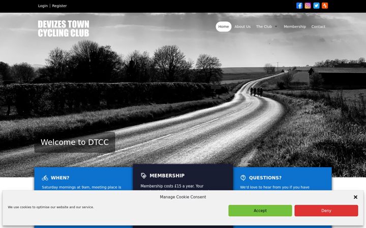 Snímek obrazovky devizestowncyclingclub.co.uk