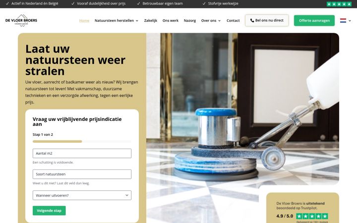 Ekraanipilt saidist devloerbroers.nl
