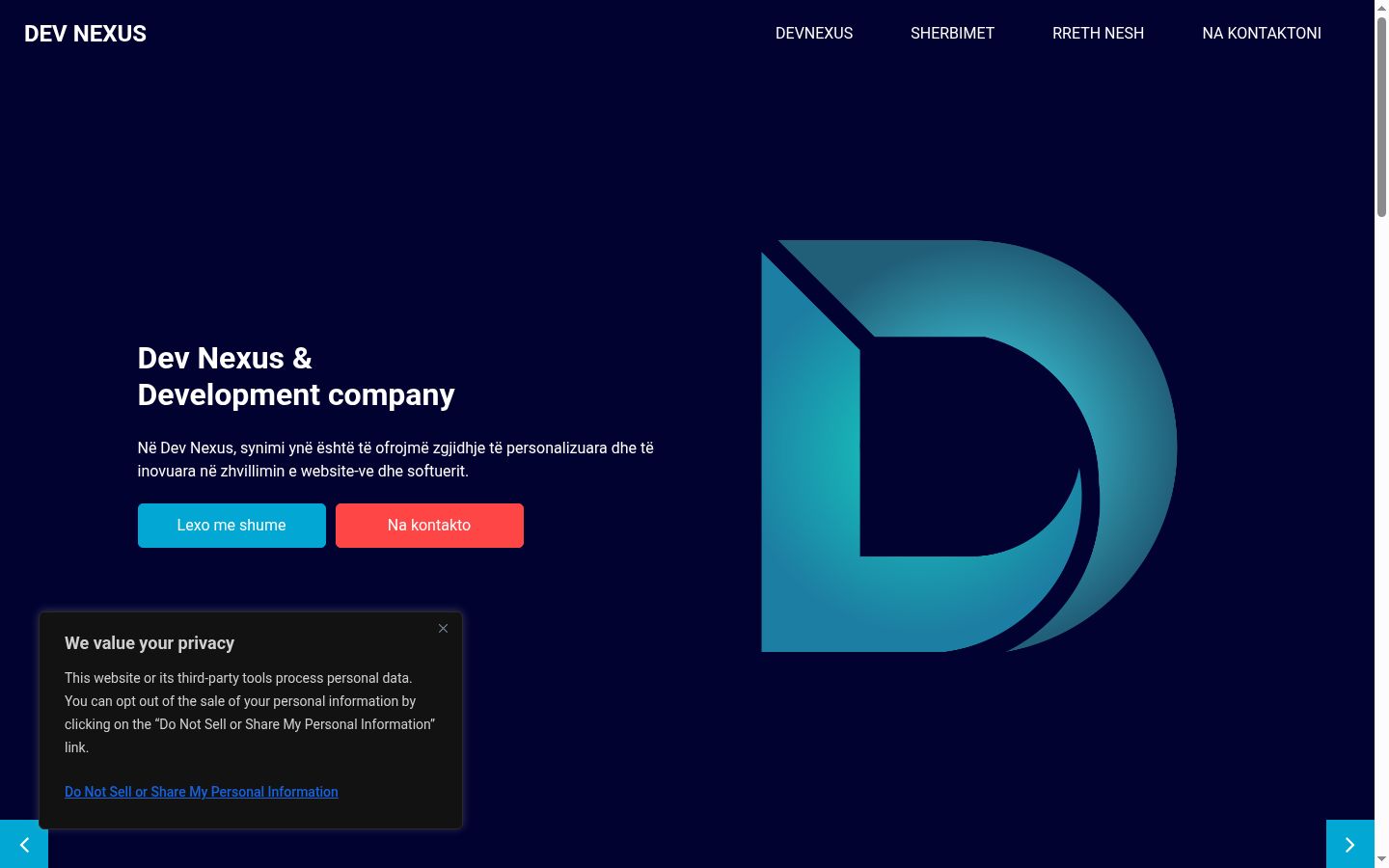 Screenshot del banner di consenso mostrato prima di qualsiasi interazione