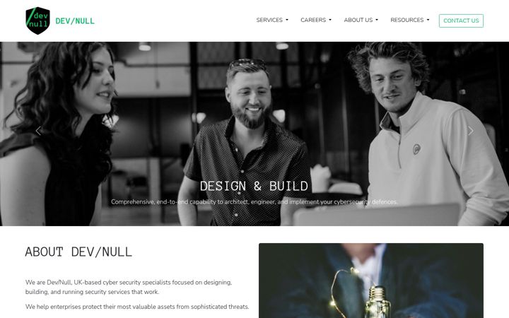 Snímek obrazovky devnullsecurity.co.uk