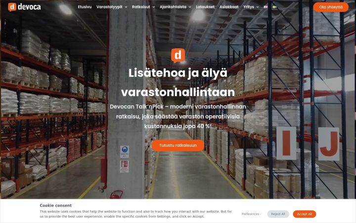 Screenshot di devoca.fi