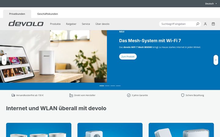 Screenshot of devolo.de