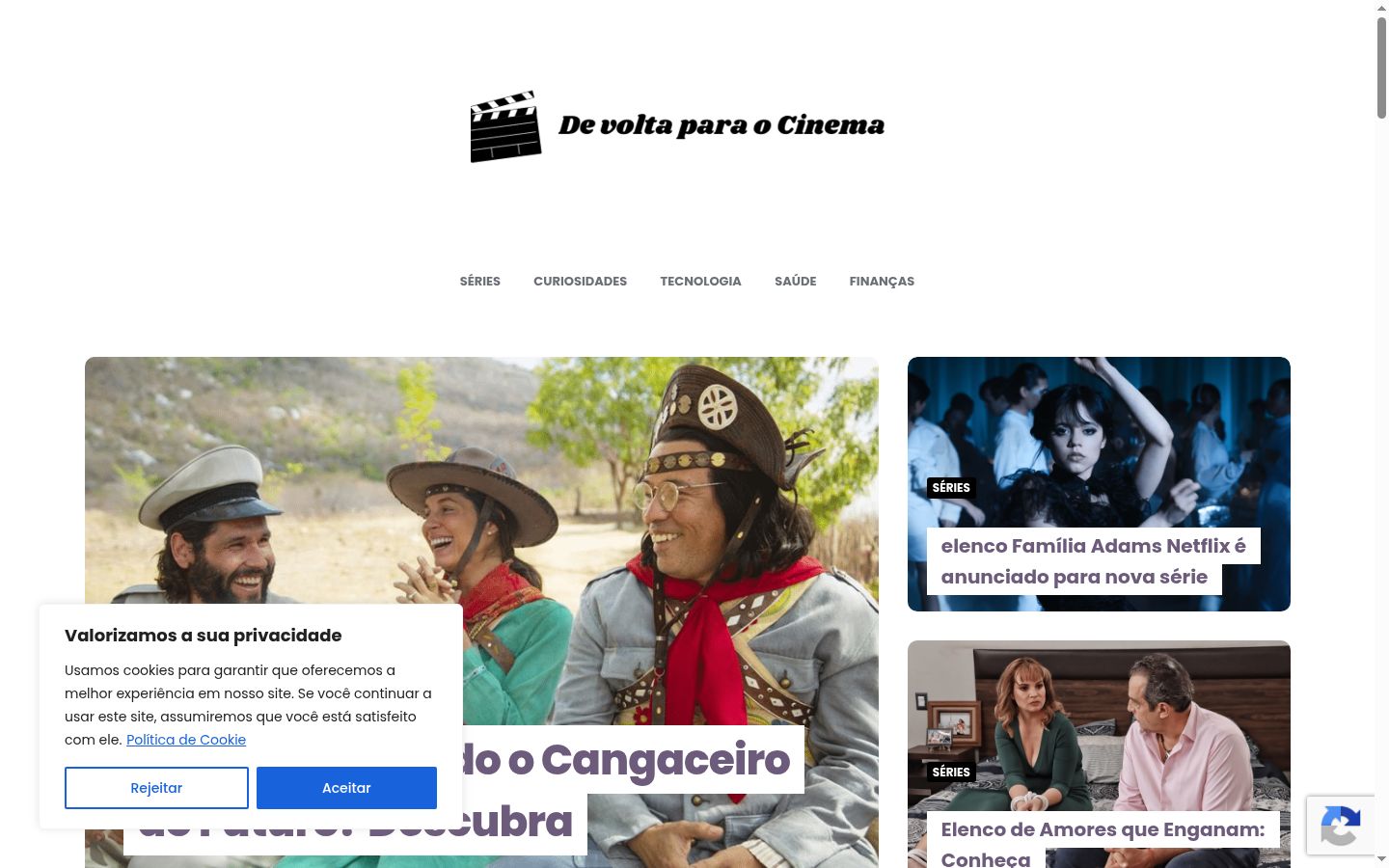 Captura de pantalla del banner de consentimiento mostrado antes de cualquier interacción