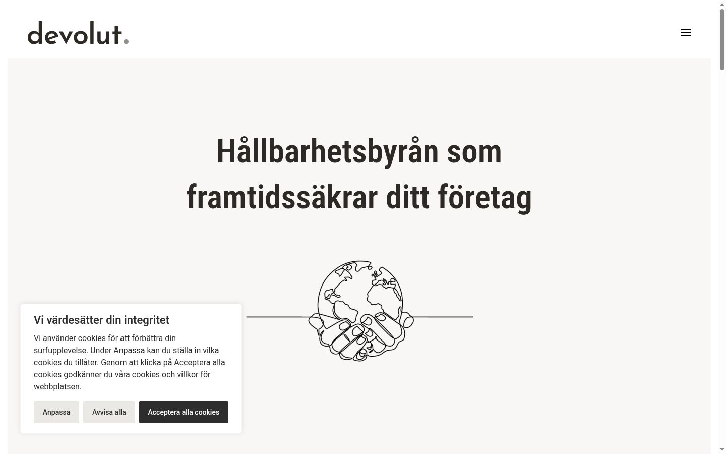 Skærmbillede af samtykkebanneret, som det blev vist før nogen interaktion