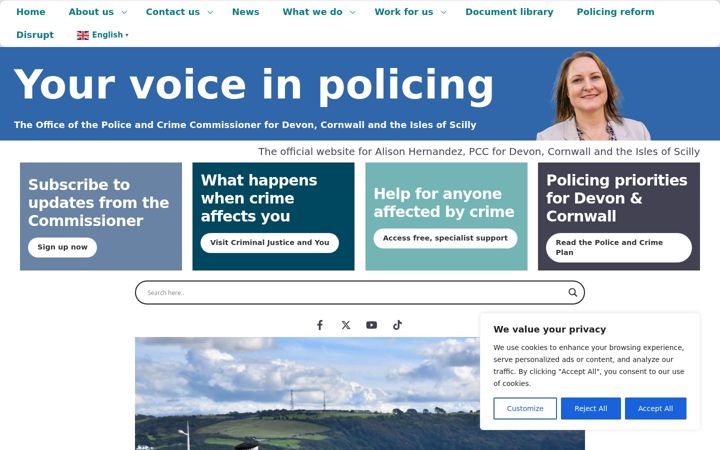 Snímek obrazovky devonandcornwall-pcc.gov.uk