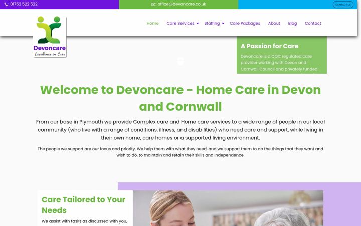 Screenshot of devoncare.co.uk