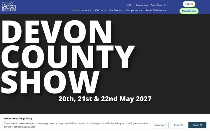 Screenshot of devoncountyshow.co.uk