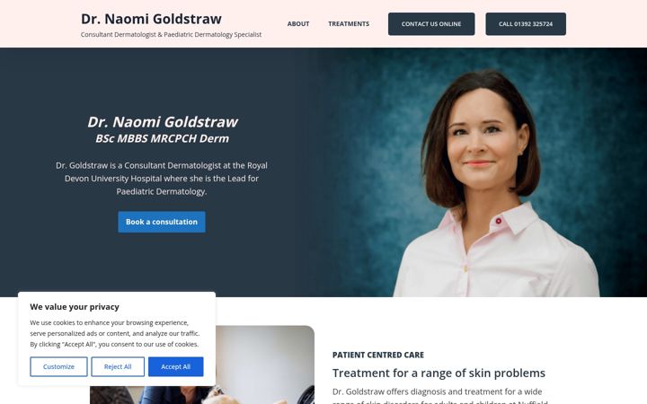 Screenshot of devondermatologist.co.uk