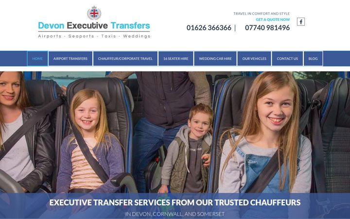 Screenshot of devonexecutivetransfers.co.uk