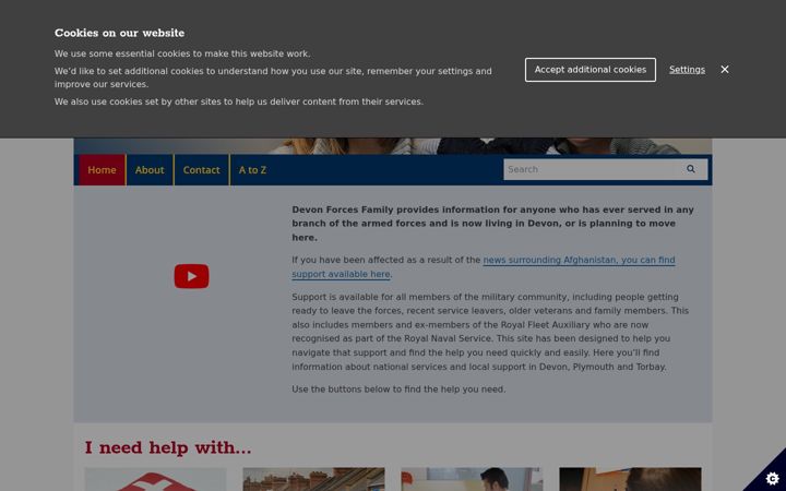 Screenshot of devonforcesfamily.org.uk