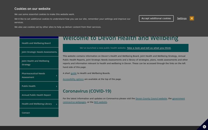 Skjámynd af devonhealthandwellbeing.org.uk