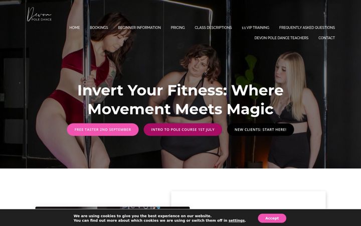 Screenshot of devonpoledance.com