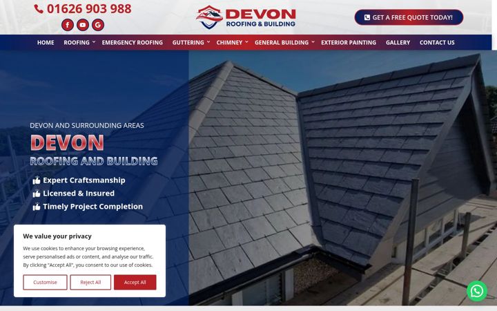 Screenshot of devonroofingandbuilding.co.uk