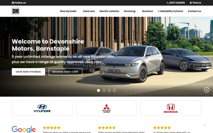 Screenshot of devonshire-motors.co.uk