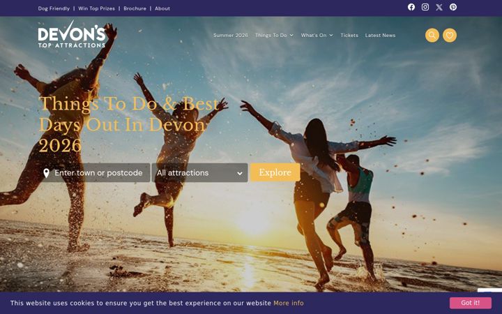 Screenshot of devonstopattractions.co.uk