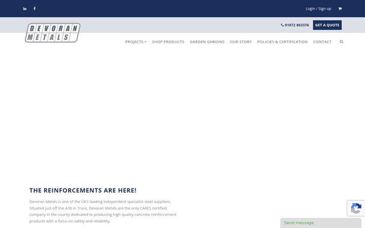 Screenshot of devoran-metals.co.uk