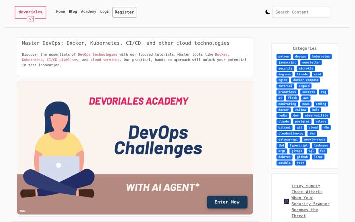 Screenshot of devoriales.com