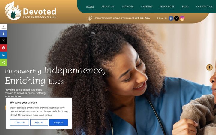Screenshot of devotedhomehealthservices.com