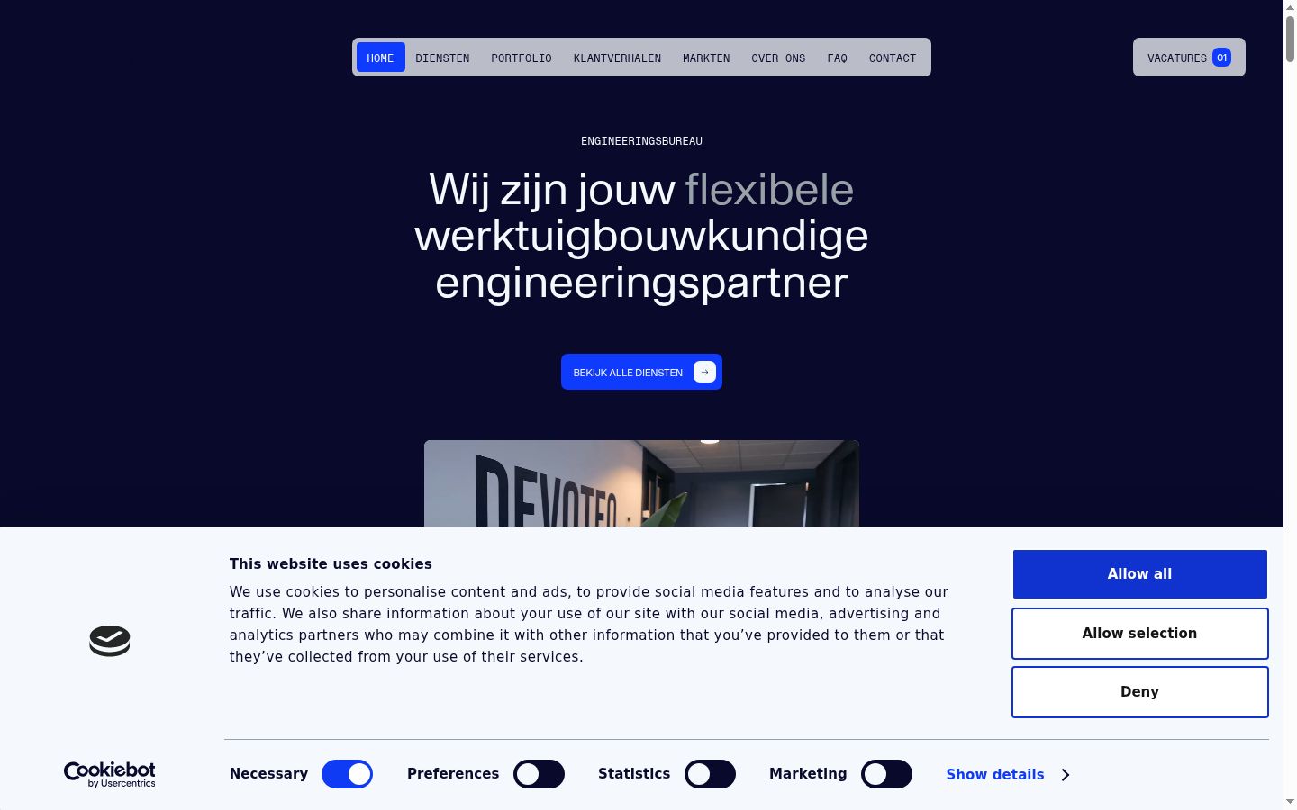 Screenshot van de toestemmingsbanner zoals getoond vóór enige interactie