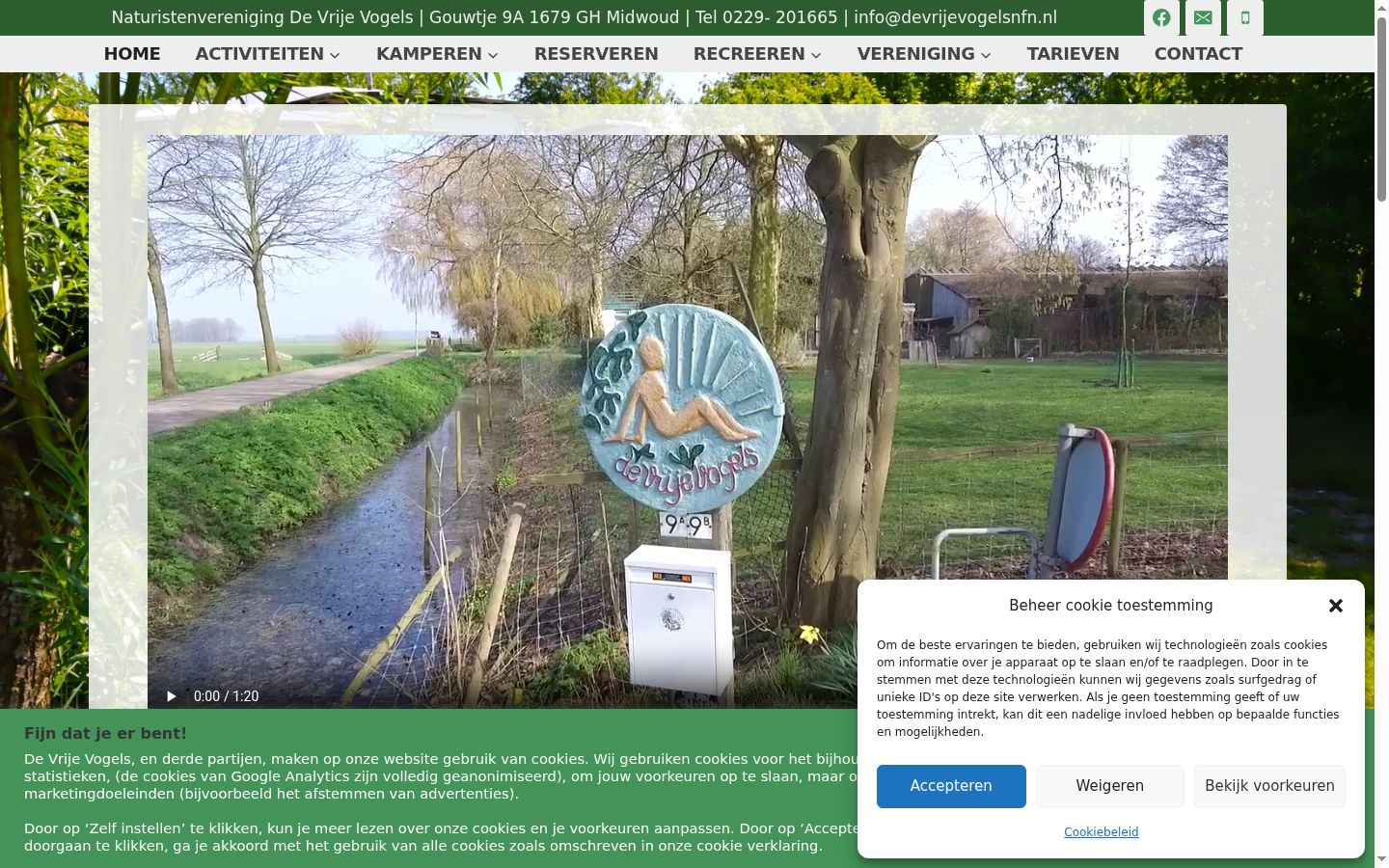 Screenshot van de toestemmingsbanner zoals getoond vóór enige interactie