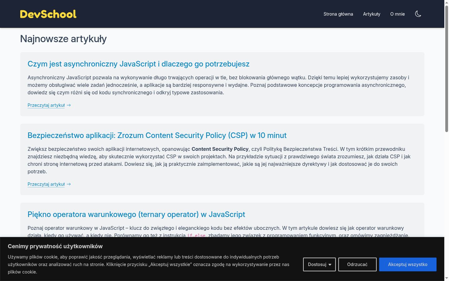Screenshot tal-banner tal-kunsens muri qabel kwalunkwe interazzjoni