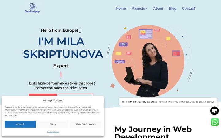Captură de ecran a devscripty.org