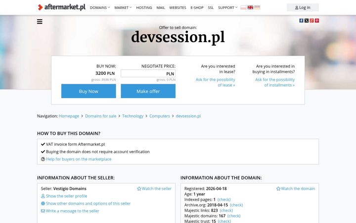 Snímek obrazovky devsession.pl