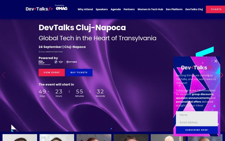 Screenshot stránky devtalks.ro