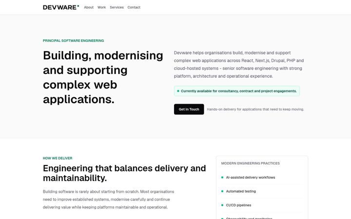 Screenshot of devware.co.uk