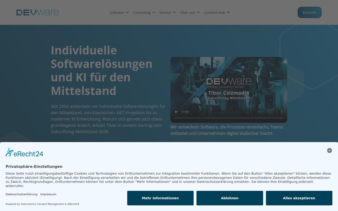 Screenshot of the consent banner shown before any interaction