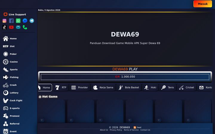 Captură de ecran a dewa69.org