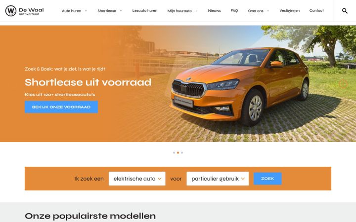 Screenshot of dewaalautoverhuur.nl