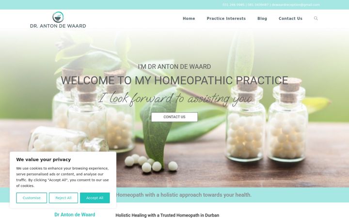 Ekrānuzņēmums no dewaardhomeopath.co.za