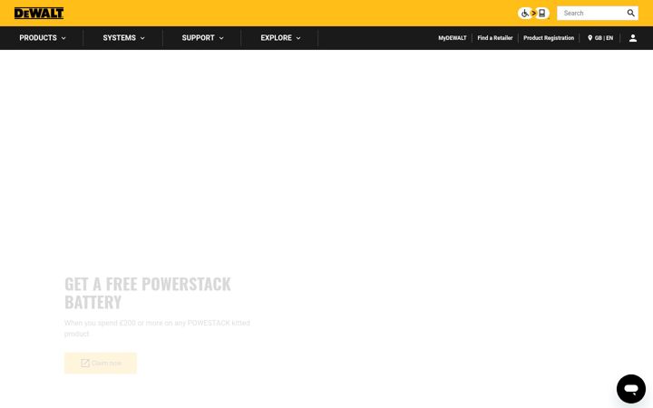 Screenshot of dewalt.co.uk