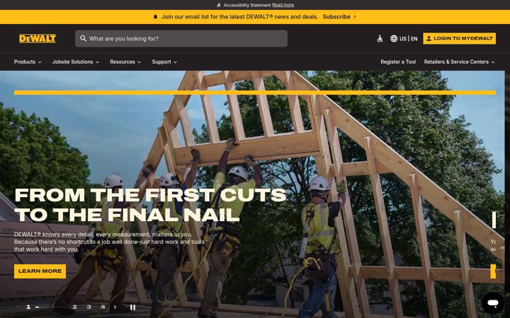 Screenshot ta' dewalt.com