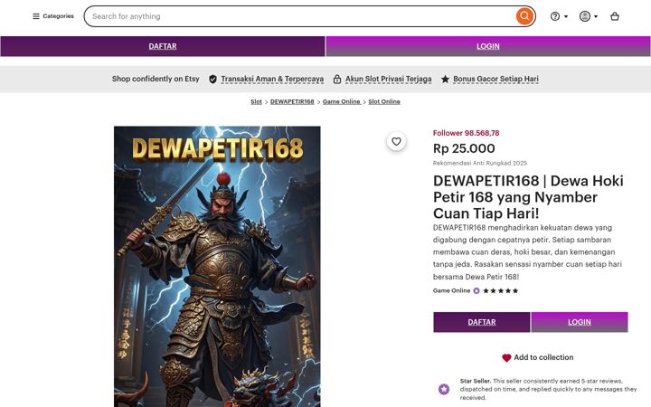 Screenshot of dewapetir168.com