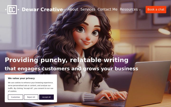 Screenshot of dewarcreative.com