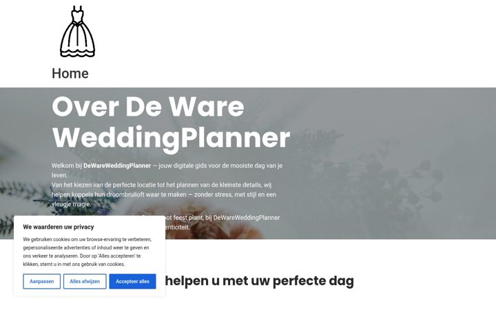 Képernyőkép: dewareweddingplanner.nl