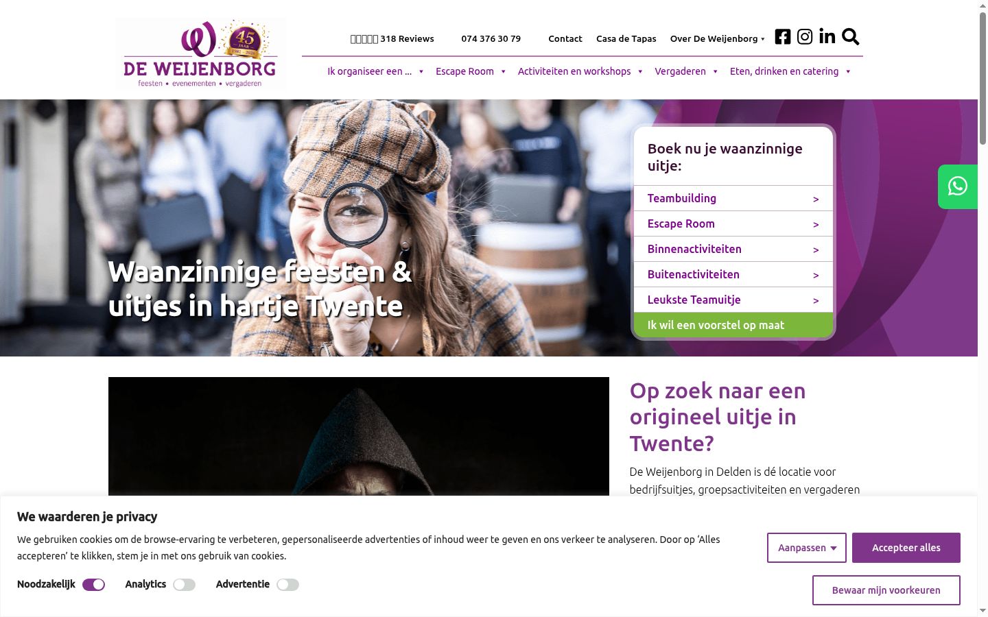 Captura de ecrã do banner de consentimento apresentado antes de qualquer interação