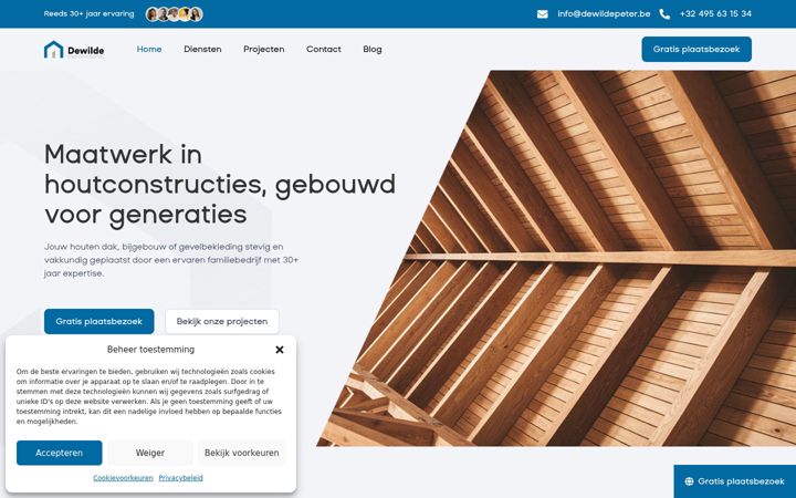 Screenshot of dewildehoutconstructies.be