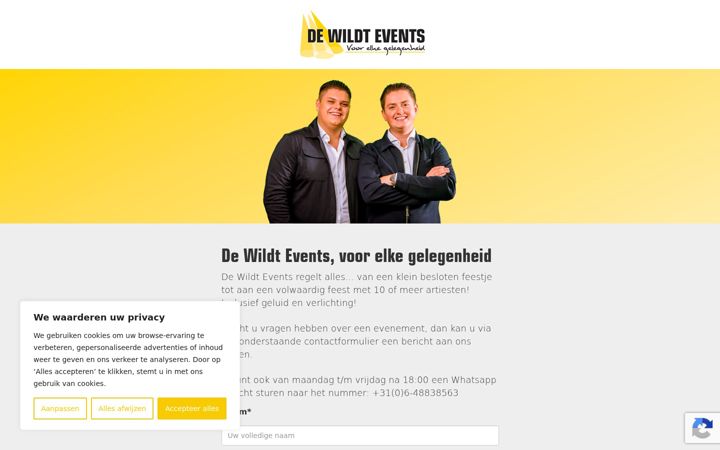 Képernyőkép: dewildtevents.nl