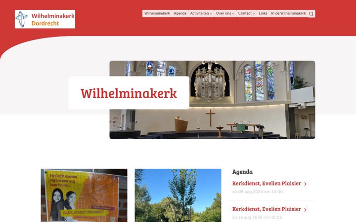 Screenshot of dewilhelminakerk.nl