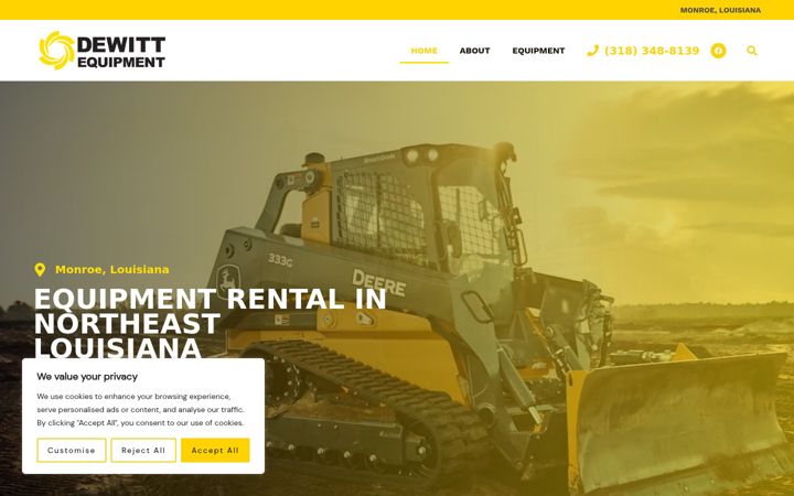 Screenshot of dewittequipmentrentals.com