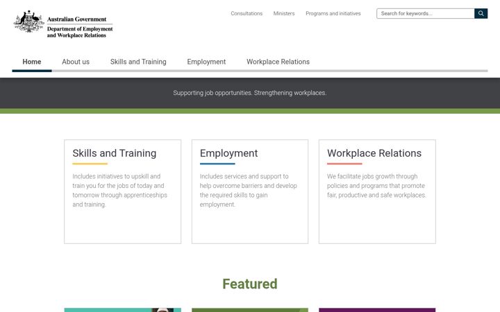 Screenshot of dewr.gov.au